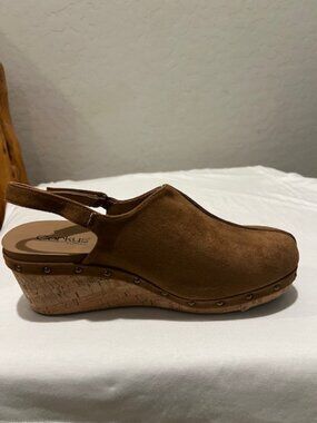 NEW Corky Tobacco Faux Suede Wedge Clogs Slingback, Size 11 Comfort Casual